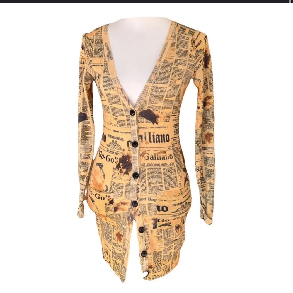 John galliano newspaper cardigan